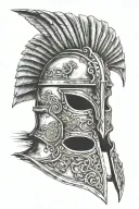 gladiator helmet adorned with symbols tattoo design idea