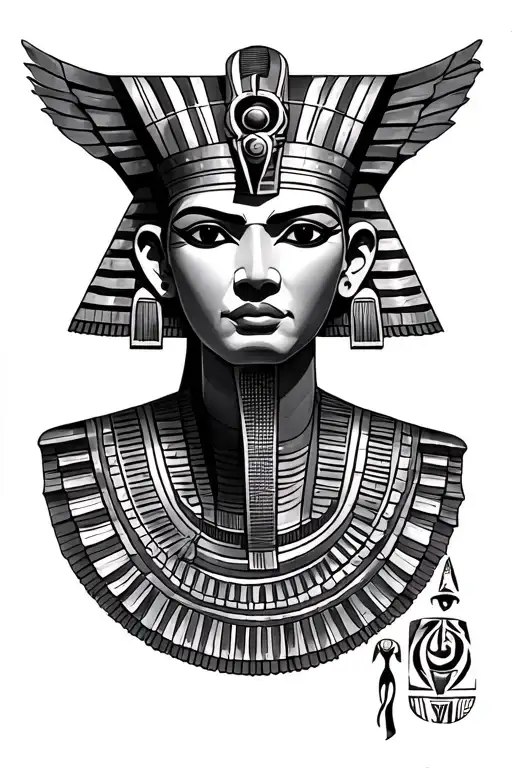 Hieroglyphs, Bastt Godess, Sekmet Roar Front View tattoo design idea