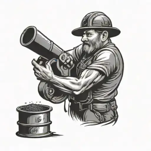 coal miner putting coal in the coal crusher tattoo design idea