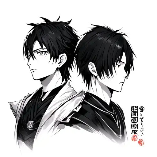 "Ryomen sukuna et yuji itadori" anime character tattoo design idea