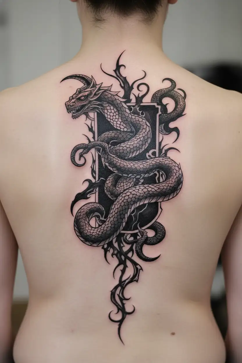 jormungandr wrapping tattoo design idea