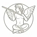 angel holding drum sticks crossed tattoo design idea