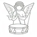 angel holding drum sticks crossed tattoo design idea