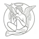 angel holding drum sticks crossed tattoo design idea