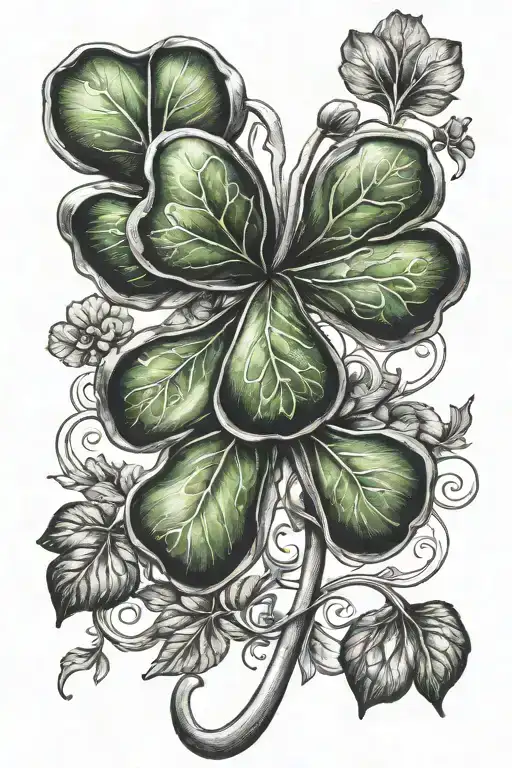 number 19 luck clover for men tattoo design idea
