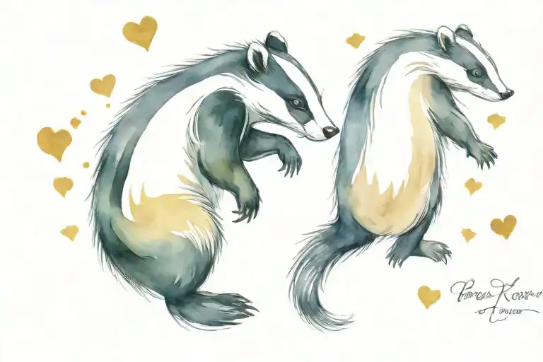 badger v skunk in love you to the moon tattoo design idea