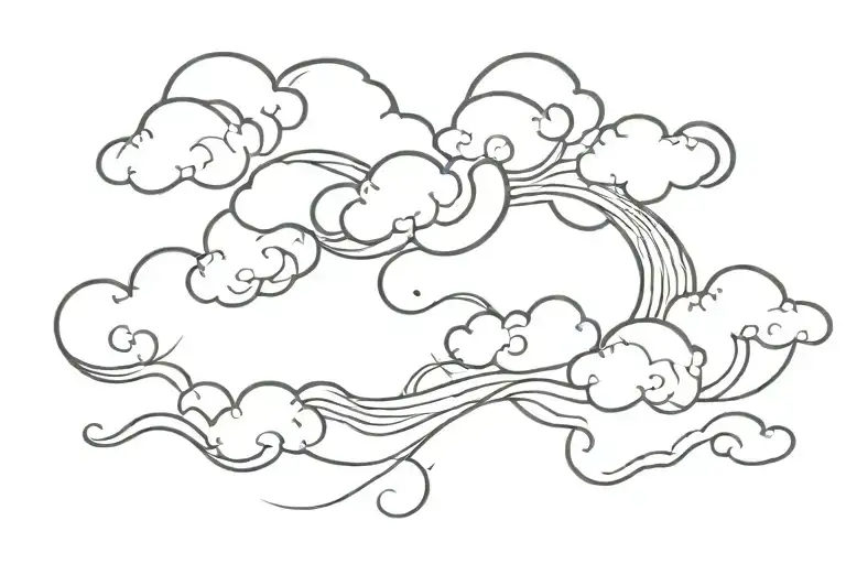 japanese clouds flowing tattoo design idea