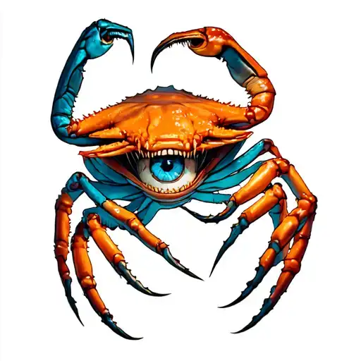 A  Crap in Blue with a Asthmaspray in the claw with smile eye and a cry eye tattoo design idea