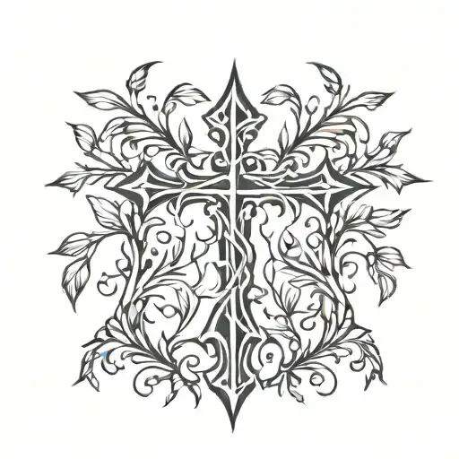 thorn crown vines wrapped tightly with a cross tattoo design idea