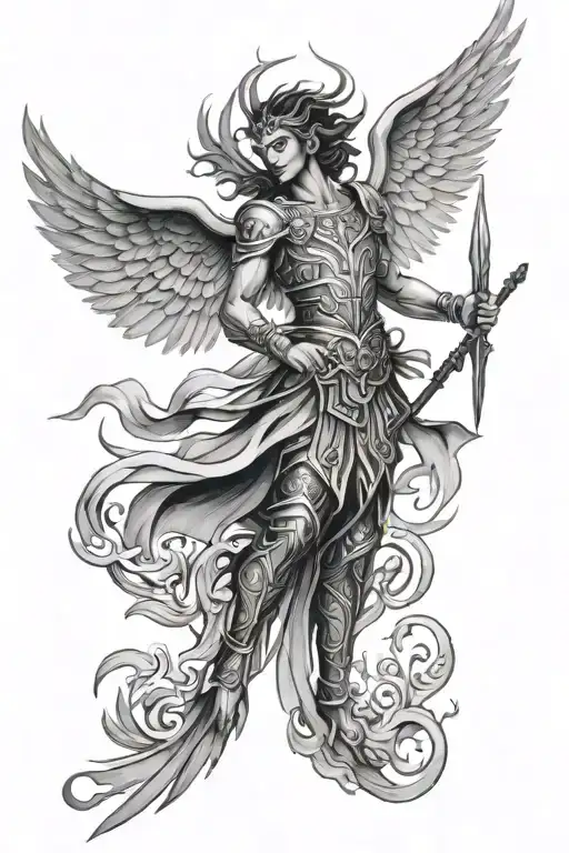 st.michael the arc angel tattoo, Phoenix bird, filipino sun tribal tattoo tattoo design idea