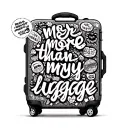 "more than my luggage" older suitcase at 45 degree angle with stickers tattoo design idea