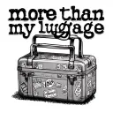 "more than my luggage" older suitcase at 45 degree angle with stickers tattoo design idea