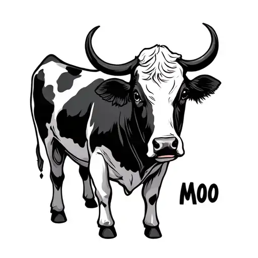cow with tail saying Moo tattoo design idea
