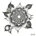 moon, lotus, mandala tattoo design idea