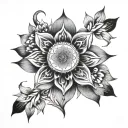 moon, lotus, mandala tattoo design idea