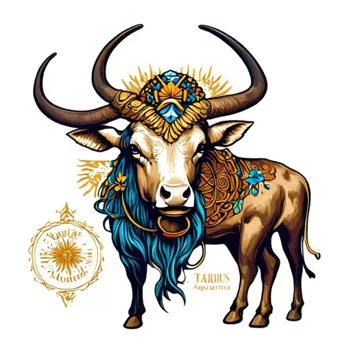Combined Taurus And Aquarius tattoo design idea
