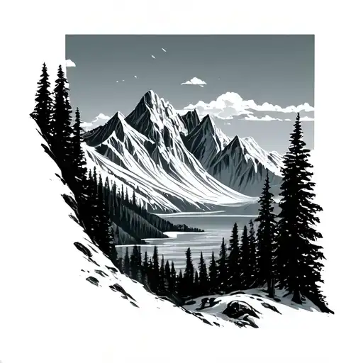 sun pointe glacier National park tattoo design idea