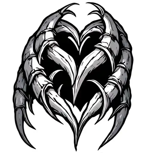 bear claw with heart intertwined tattoo design idea