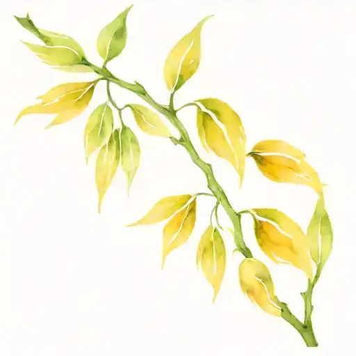 weeping Willow tree leaves shaped stem tattoo design idea