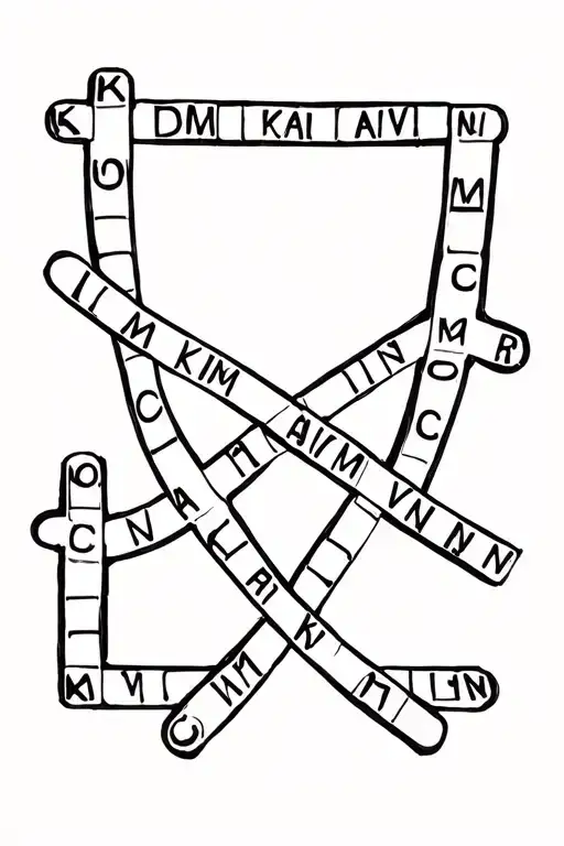 “I would like the names Kim and Kevin intertwined, like a kind of crossword where the names connect through the letter I tattoo design idea