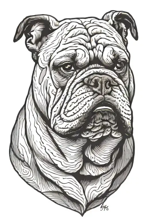 bulldog head looking tattoo design idea