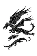 dragon flying eagle fighting demons tattoo design idea