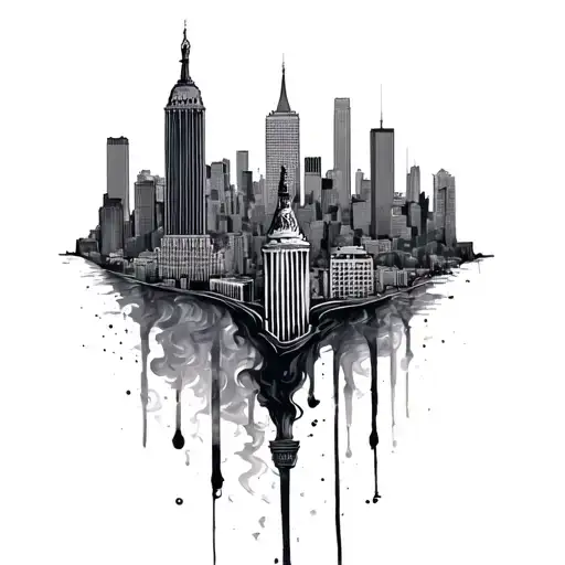 Outline of the city of New York smoke tattoo design idea