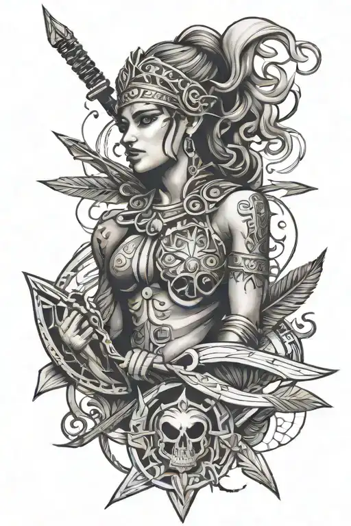 karma, karna & arrow milimastic tattoo design idea