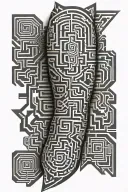 Aztec maze pattern full leg sleeve tattoo design idea