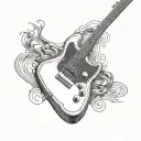 mixing desk bass guitar music stave tattoo design idea