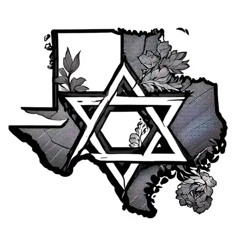 Star of David inside state of texas tattoo design idea