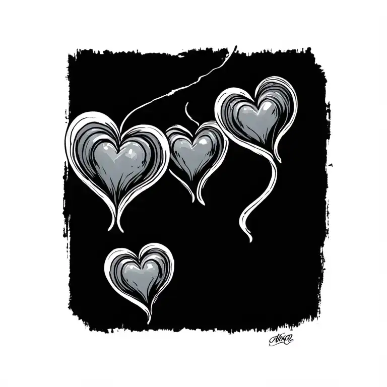 no matter what with 3 hearts tattoo design idea
