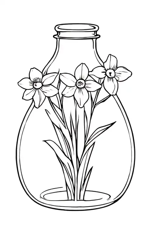 honey bear bottle with daffodils growing out of it  tattoo design idea