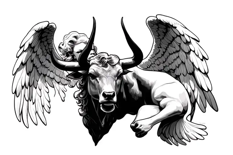 Marilyn Monroe Angel Watching over Taurus tattoo design idea