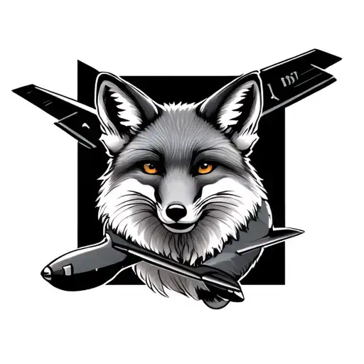 Fox and plane black tattoo tattoo design idea