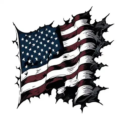 American Flag Ripping Through Skin tattoo design idea