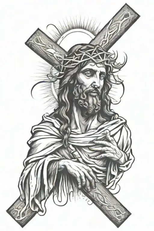 jesus christ carrying cross tattoo design idea