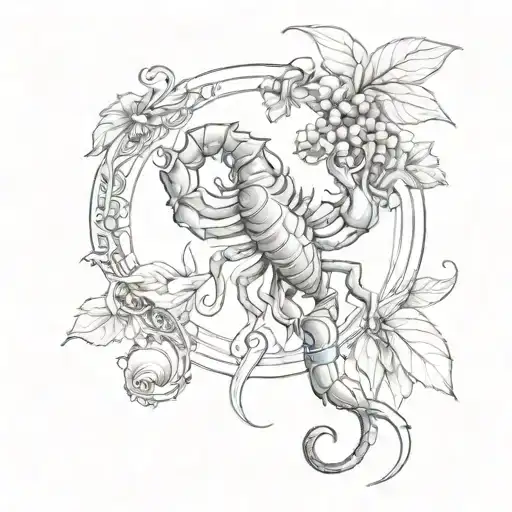 scorpio zodiac sign with grapevine tattoo design combining elements tattoo design idea