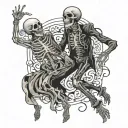 skeleton dancing with other skeleton  tattoo design idea
