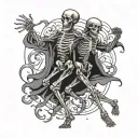 skeleton dancing with other skeleton  tattoo design idea