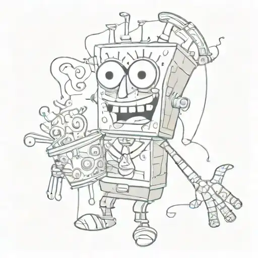 puppet with spongebob tattoo design idea