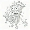 puppet with spongebob tattoo design idea