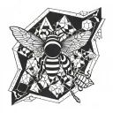 Bee cells form a window in which a paper aeroplane can be seen flying and its shadow is a real aeroplane. tattoo design idea