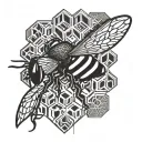 Bee cells form a window in which a paper aeroplane can be seen flying and its shadow is a real aeroplane. tattoo design idea