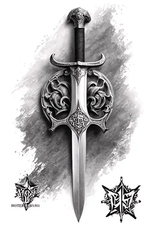 brother templar sword tattoo design idea