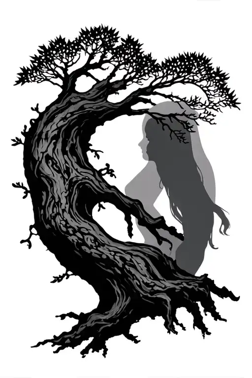 willow tree branches full body tattoo design idea