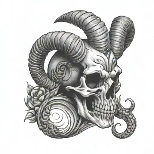 Aries skull tattoo design idea