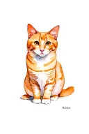 "Koda Red Supernova " ginger cat sitting tattoo design idea