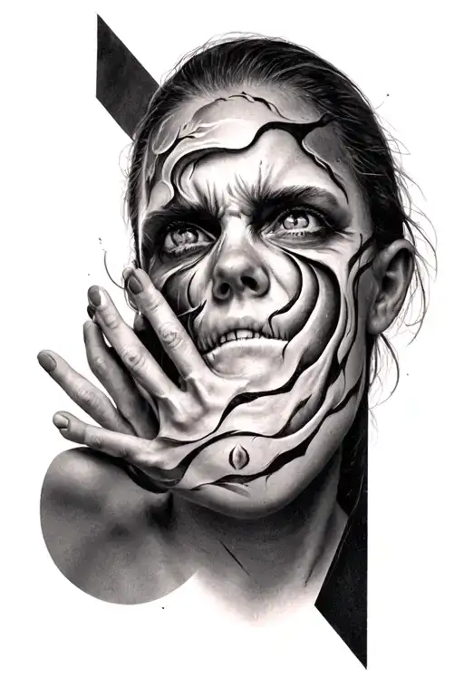 Anxiety Anger Silence scar cover tattoo design idea