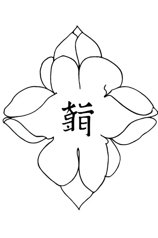 Mahjong flower tile featuring "south" chinese character tattoo design idea